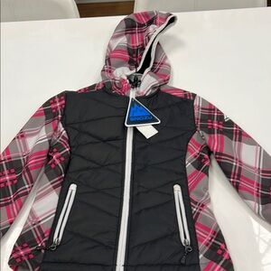 Snozu Pink and Black Plaid Hooded Jacket